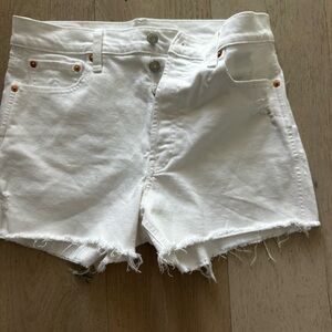 GAP White Raw Hem Denim Jean Shorts
